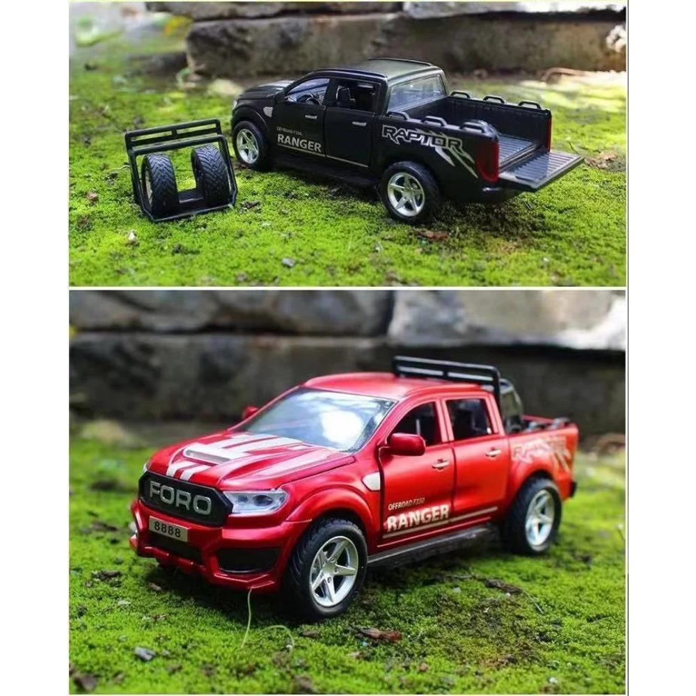 1/32 Ford Raptor F350 Пикап Модель автомобиля из сплава Литой металл Внедорожники Модель автомобиля Симуляция Звук и свет Детские игрушки Подарок