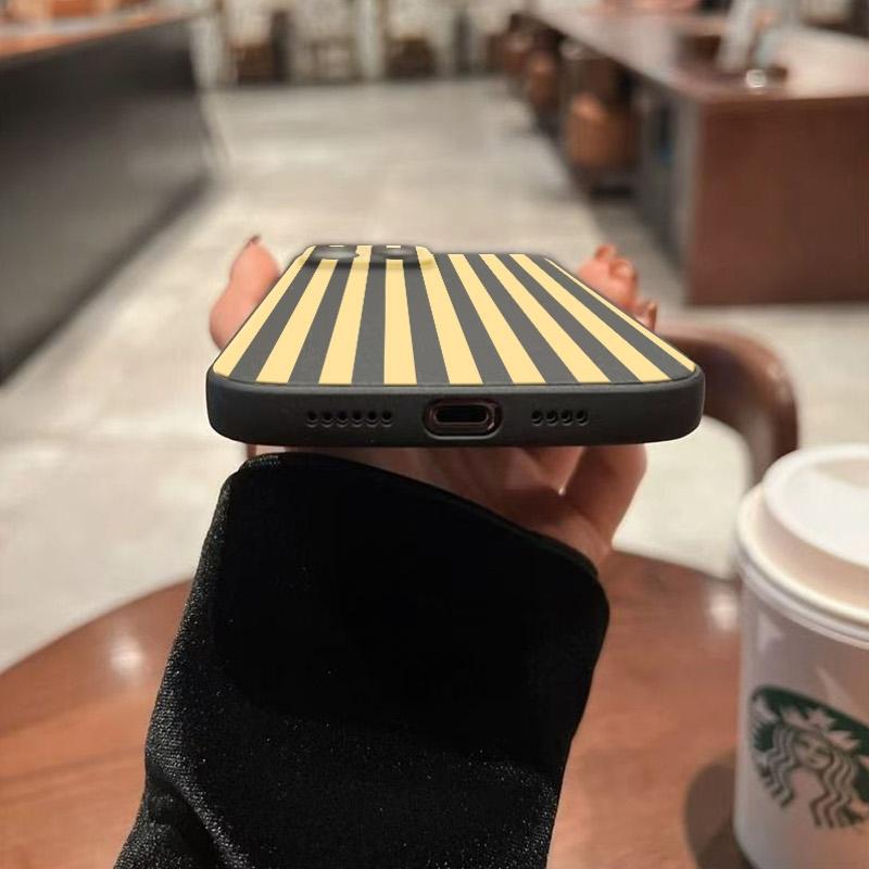 Минималистичный Желтый Стиль Полосатый Чехол Для Телефона Для iPhone 16 15 14 13 12 11 Pro Max Mini X XS XR SE 7 8 Plus Ударопрочный Чехол Fundas