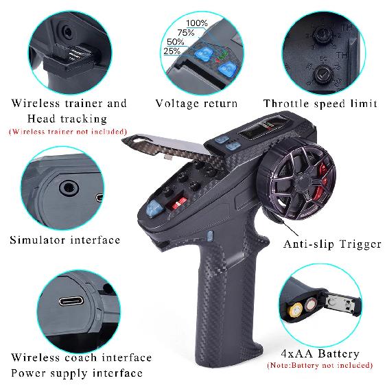 DUMBORC 6CH X6PM-350 2.4G 4.8-12V RC Mini Transmitter with X4FMG/P6F/X6DCG/X6FP/BL3FG Gyro Receiver Universal RC Car Controller