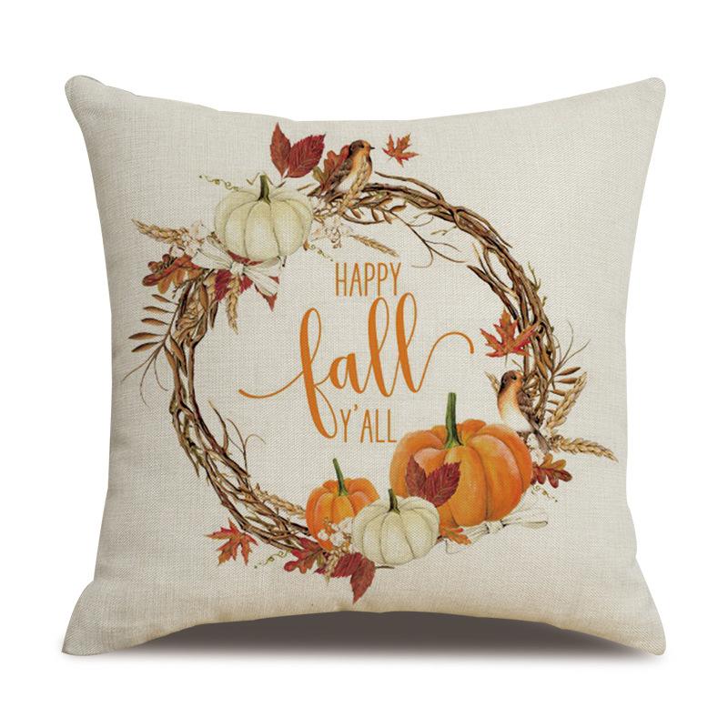Подушка из льна на День благодарения, осенняя наволочка с принтом тыквы