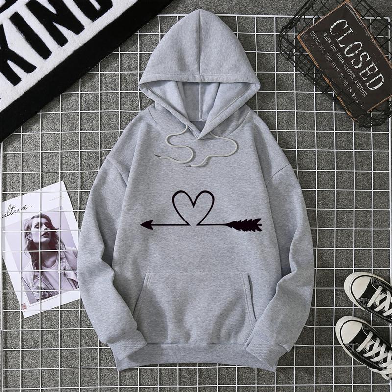 Women's Hoodie High Street Unisex Style Double Pockets Sweatshirts Outerwear Heart Print Women's Clothing