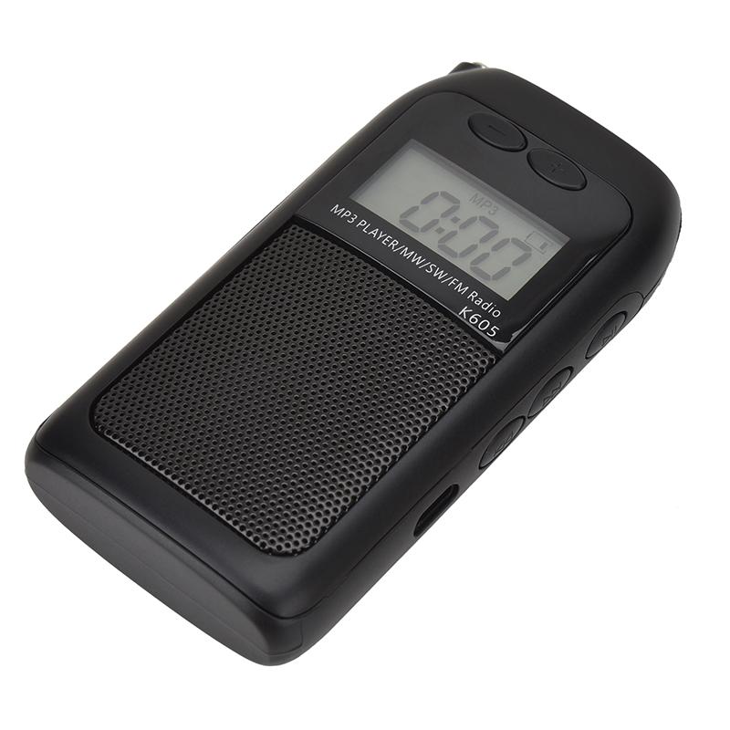 K-605 портативное радио FM/sw/mw/mp3 музыкальный плеер карманный радиоприемник FM AM ЖК-цифровой коротковолновый многофункциональный стерео радиоприемник