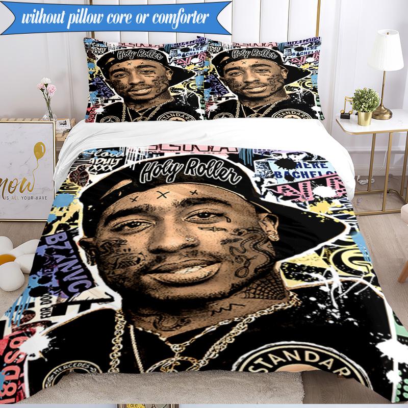 Rap Legend In Blue 3pcs K-pop music group Bedding set,Ideal for Bedroom, Dormitory,Including Duvet Cover And 2pcs Pillowcases,Fan gifts