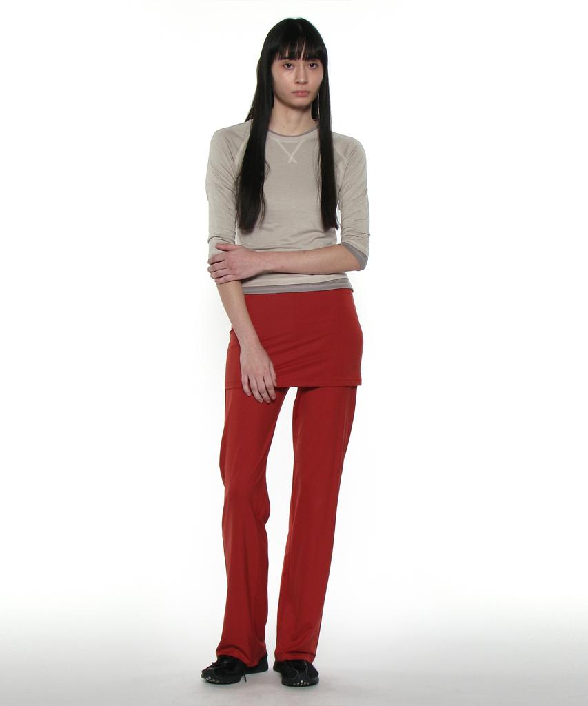 PARTIMENTO WOMEN Pwc Sheer Raglan Three-Quarter Sleeve Tee_Ecru
