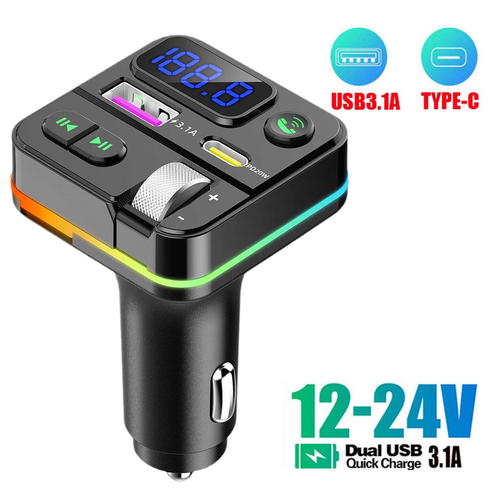 2025 Bluetooth 5.0 FM Transmitter For Car FM/AUX Bluetooth Car Adapter Car Charger Bass Boost 3 Ports Charger Bluetooth Adapter