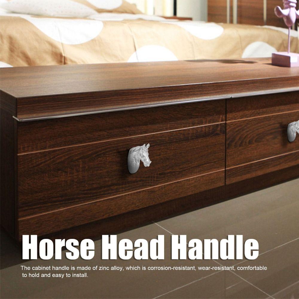 2pcs Zinc Alloy Drawer Pulls Durable Horse Head Knobs Modern Cabinet Handles Cabinets