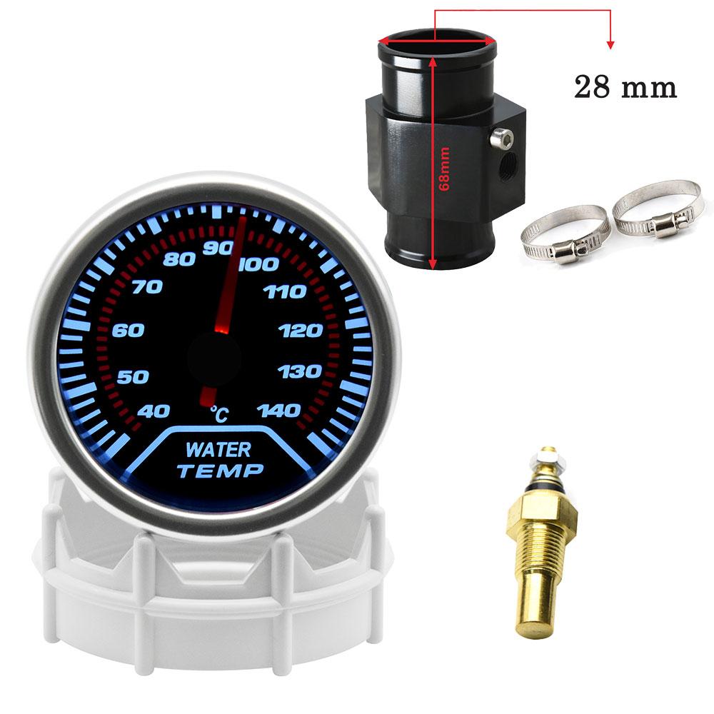 2" 52mm Universal Water Temp Gauge With Temperature sensor 40-140Celsius Car Temperature Meter Water Temp Joint Pipe Adapter 12V
