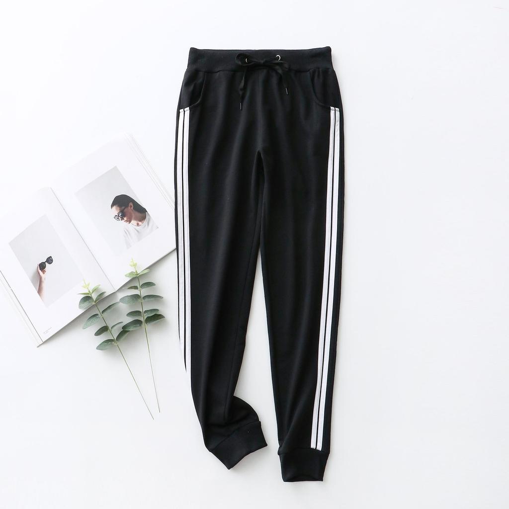 Спортивные брюки унисекс Slim Fit с двумя полосками на весну/осень — идеально подходят для бега, занятий спортом и учебы