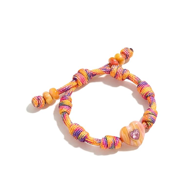 Personalized Heart Dopamine Bracelet Adjustable Drawstring Rope Handmade Contrast Color Hand Rope Fashion Jewelry Gift For Women