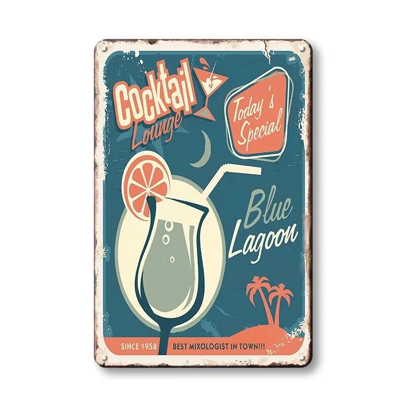 Винтажные постеры, жестяные вывески для коктейлей, металлическая доска, пивная ретро-тарелка, декоративная железная картина для бара, паба, человек, пещерное искусство, Настенный декор
