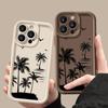 Матовый чехол для телефона с рисунком кокосовой пальмы для iPhone 16 Pro Max 15 Pro 14 13 12 11, защита линз, противоударный мягкий бампер из ТПУ