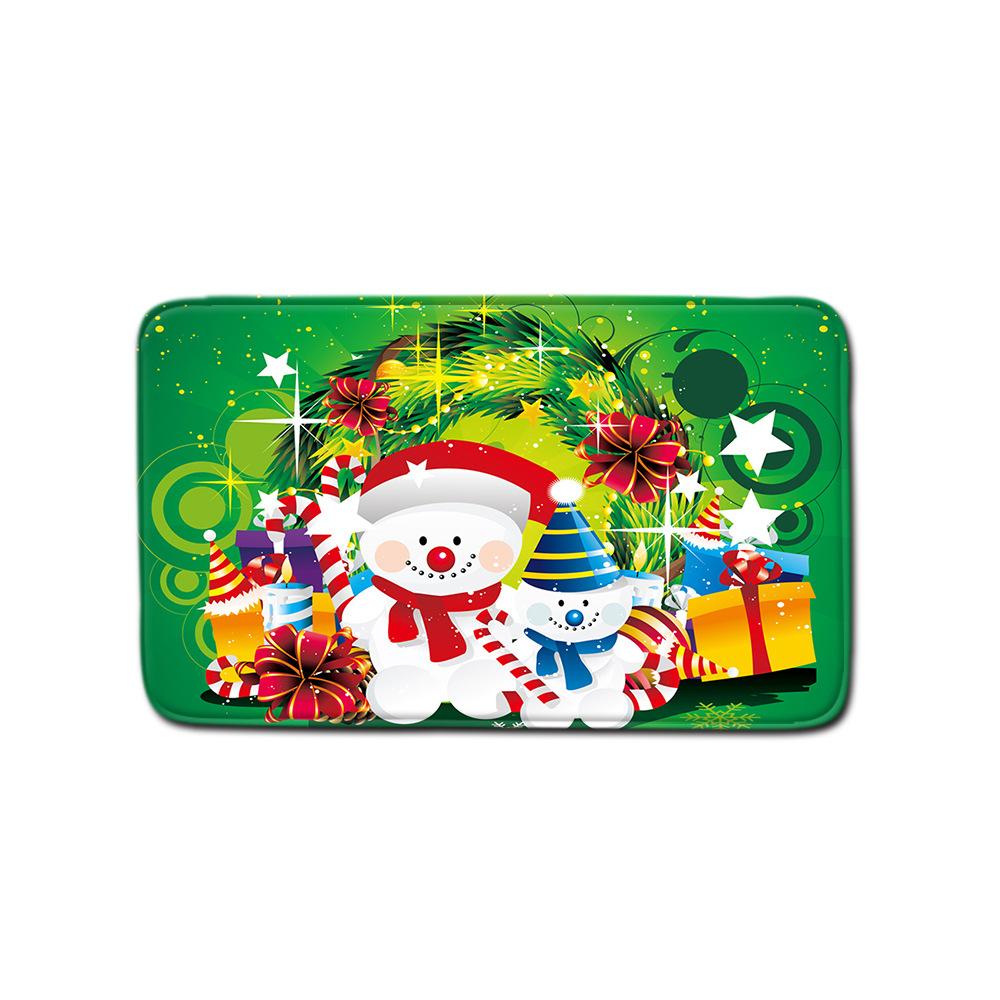 Christmas Home Shower Curtain Waterproof Polyester Cloth Toilet Floor Mat Four-Piece Set Entrance Door Mat Bedroom Living Room Carpet