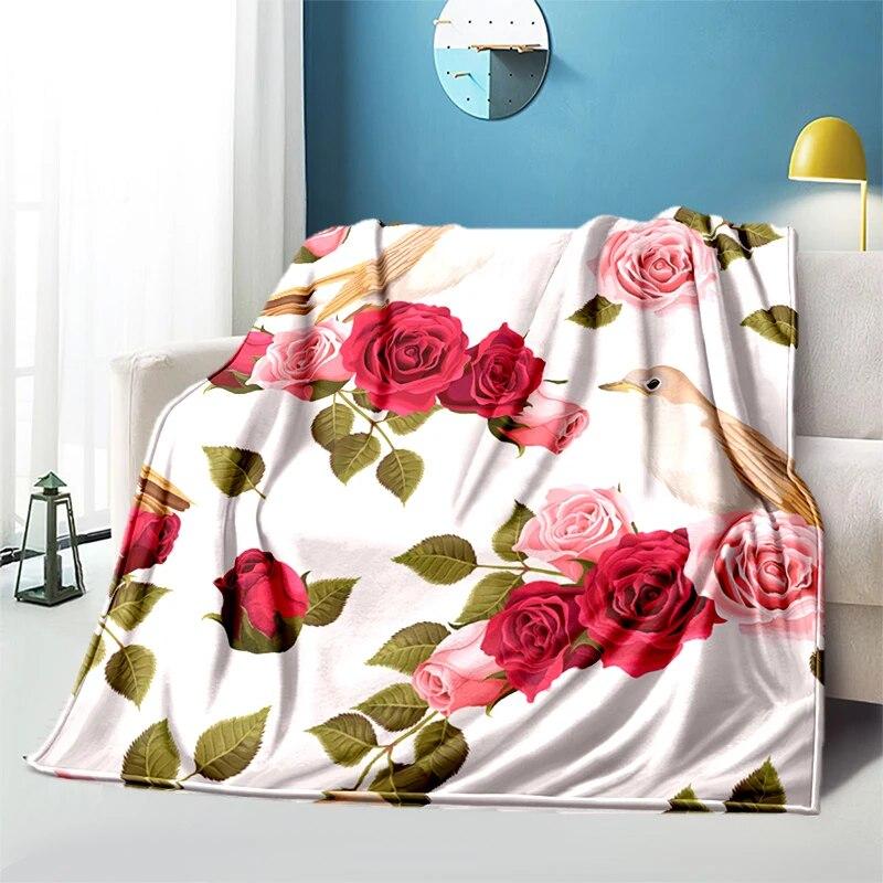 Мягкий плюшевый диван-кровать с цветком розы, тонкие одеяла для пикника с героями мультфильмов, современное фланелевое одеяло Gedruckt Bettdecke Geschenk