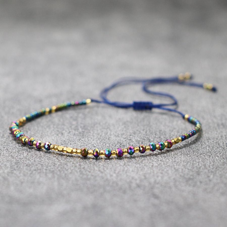 Стеклянный хрустальный бисер изысканный маленький браслет женский рисовый бисер нить ручная работа пара счастливая ручная веревка для подруг