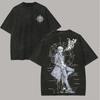 Аниме Ван Пис Винтажная стираная футболка Мужская Женская с коротким рукавом Летняя с принтом Хлопок Уличная одежда Повседневные топы