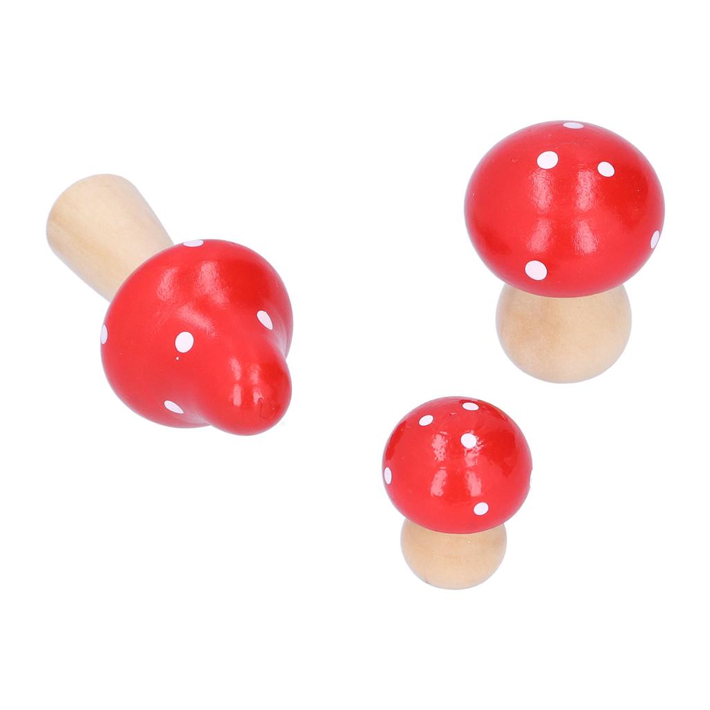 Набор из 3 шт. Поделки в виде грибов Инновационные милые деревянные украшения Домашний офис Настольное украшениеКрасный