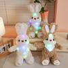 Cute Companion Sleeping Animal Dolls Wearing Bibs Rabbits Lighting Sound Recording Soft Comfortable Stuffed Toy Pillows Kid Gift