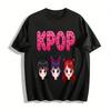 Футболка с мультяшным принтом K-POP женской группы, повседневный свободный топ с круглым вырезом и коротким рукавом для фанатов K-pop, футболка из чистого хлопка