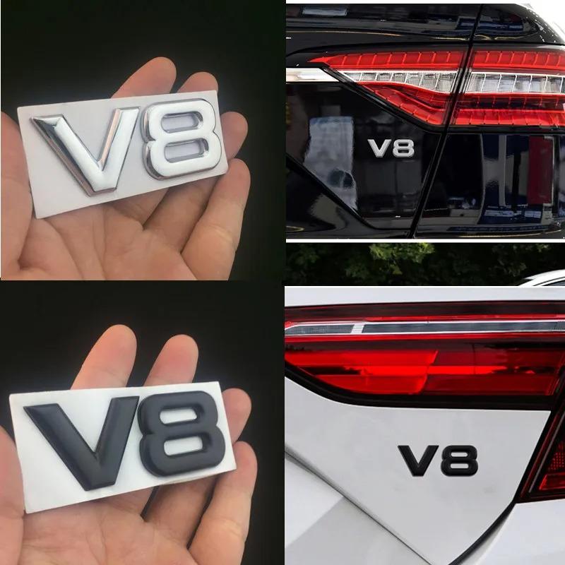 1Pc 3D Metal V6 V8 Logo Engine Displacement Rear Trunk Tailgate Car Badge Decal Side Wing Emblem Sticker Car Styling Acceesories