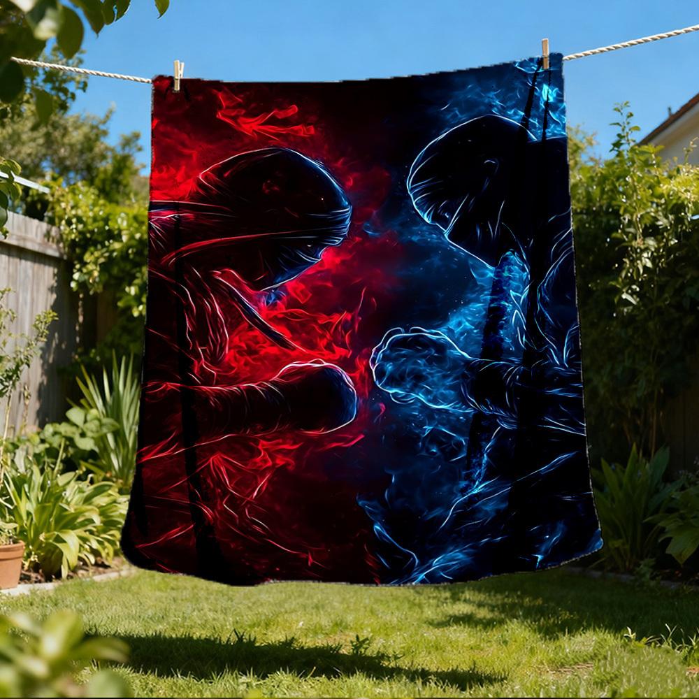 1pc Battle, Flame Outdoor Personalized Flannel Blanket, Soft, Lightweight Personalized Flannel Blanket, Digital Printing,