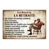 Винтажная металлическая табличка Les Règles de la Retraite Французские правила выхода на пенсию Настенное искусство Ретро жесть для домашней гостиной или улицы