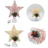 Gold Glitter Christmas Tree Topper Pentagram With LED Lights Sparkle Xmas Treetop Ornament For Home Xmas Festival Decor