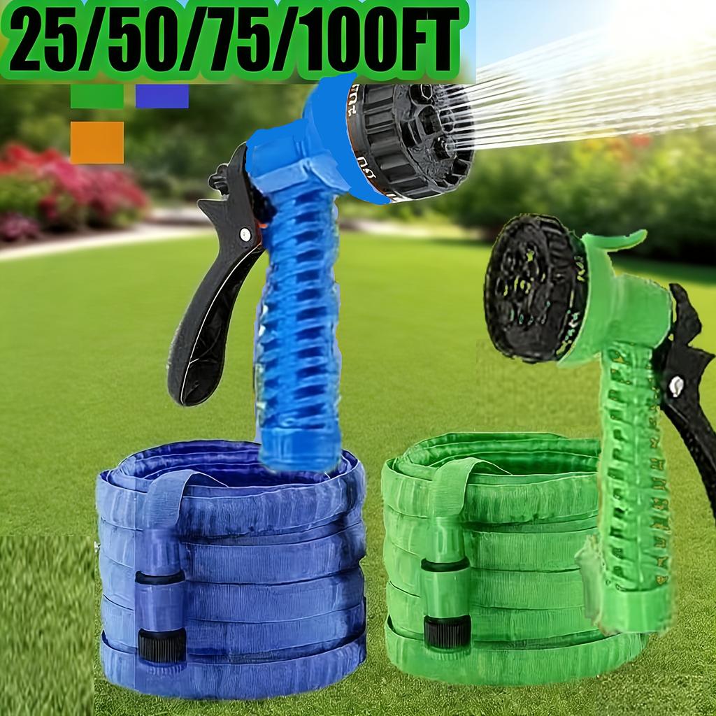 Household Garden Hose, Detachable Nozzle, Suitable For All Seasons, Available In 25/50/75/100 Feet Lengths, For Outdoor Use, Multiple Spray Modes