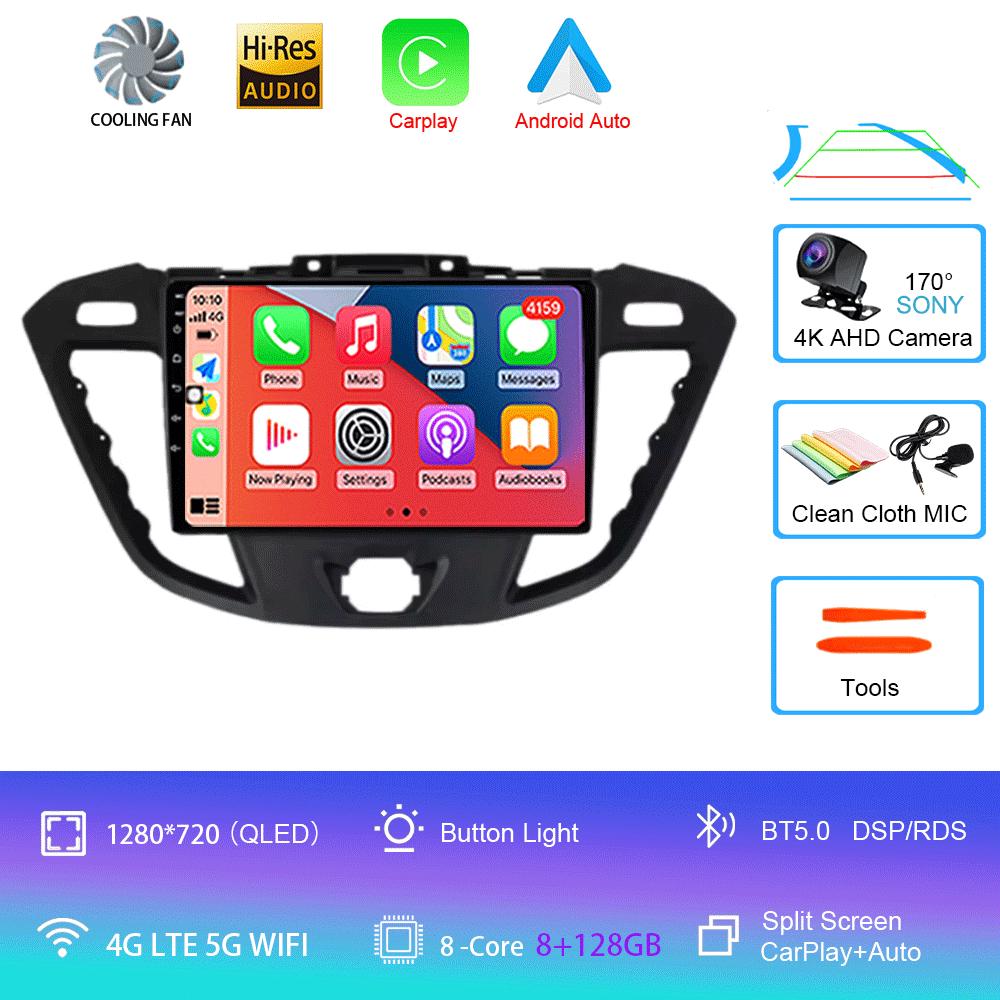 Автомобильное радио Android 14 для Ford Transit Tourneo Custom 2012 - 2021 Навигация GPS Мультимедийный проигрыватель Стерео Wi-Fi+4G Carplay BT 2DIN