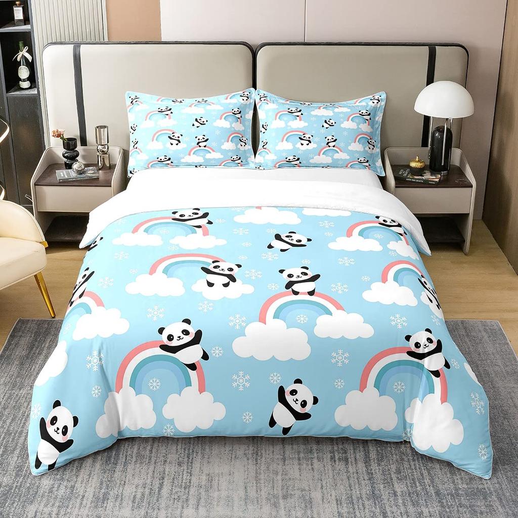 3D Панда одеяло покрывало королевского размера милый Панда пододеяльник бамбуковый комплект постельного белья пододеяльник для детей мальчиков девочек подростков 3 предмета