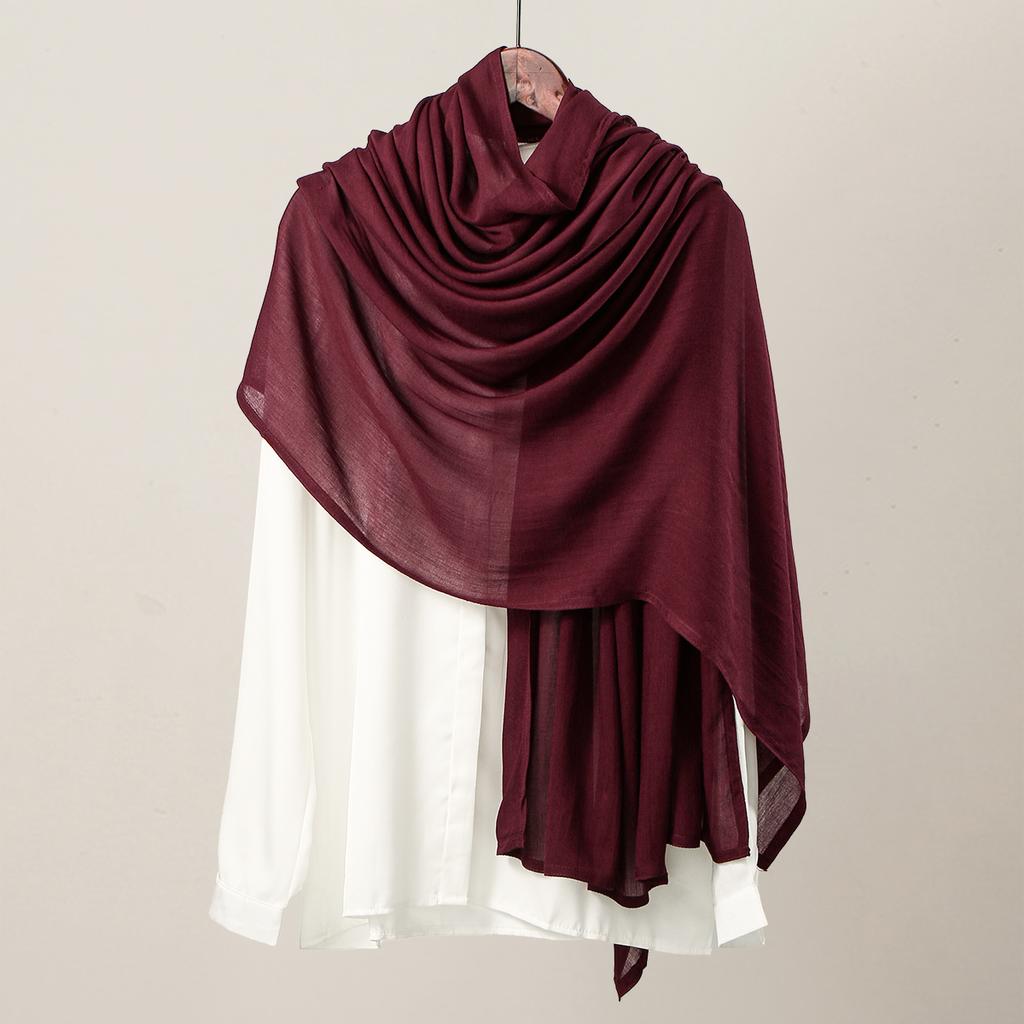 Хлопок Район Модал Хиджаб Шарф Однотонный Головной платок Накидки Большой размер Однотонные Шали Мусульманский Женский Хиджаб Исламский Тюрбан Повязка на голову 190*85см