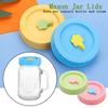 1/4Pcs Kitchen & Dining Food Storage Leak-Proof Mason Jar Lids Canning Lids Jar Caps With Straw Hole