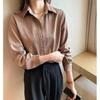 Весна Осень Новая женская однобортная рубашка для поездок на работу Элегантная стильная блузка с воротником-поло в винтажном стиле с длинным рукавом для женщин