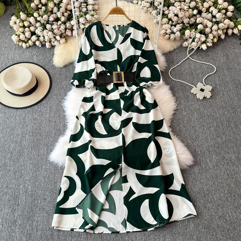 Французский стиль, длинное летнее новое женское платье, высококачественная фактура, изысканное платье с V-образным вырезом