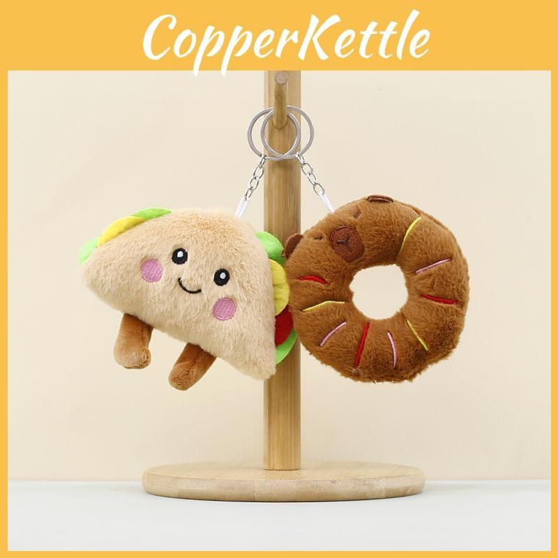 Capybara Soft Plush Keychain With Sandwich And Donut Shapes For Gift Giving