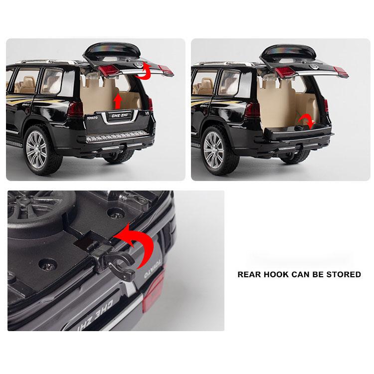Масштаб 1/24 Toyota Land Cruiser, литая под давлением модель автомобиля, игрушечный автомобиль с откатным механизмом, звуком и светом для детей, коллекция подарков для мальчиков и девочек
