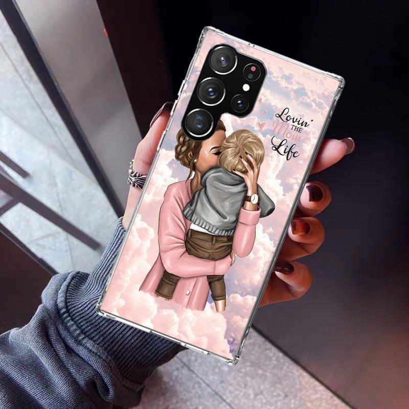 Girl Super Baby Mom Pink Phone Case For Samsung Galaxy S23 S24 S25 Edge S26 Ultra S22 + S21 Plus S20 FE Cover Silicone Print She