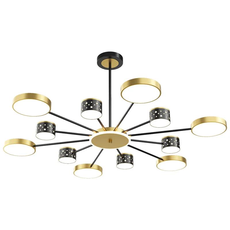 Светодиодные потолочные люстры, освещение, современный подвесной светильник для гостиной, декор, романтическая черная золотая люстра для креативной личности