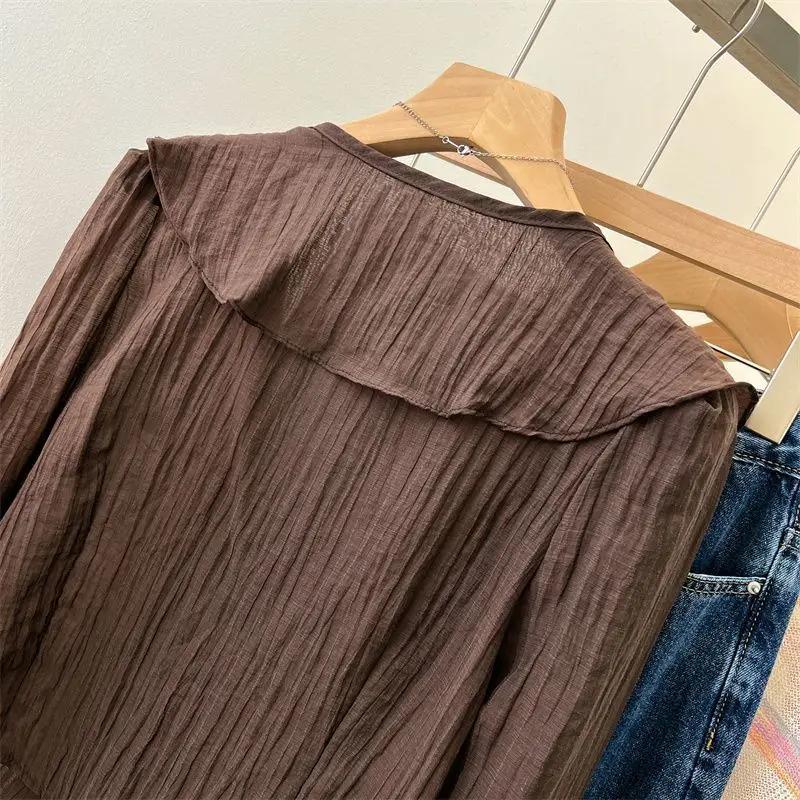 Blouses for Women Ruffled Flared Shirts Elegant Tops Vintage Spring Shirt Thin Coat