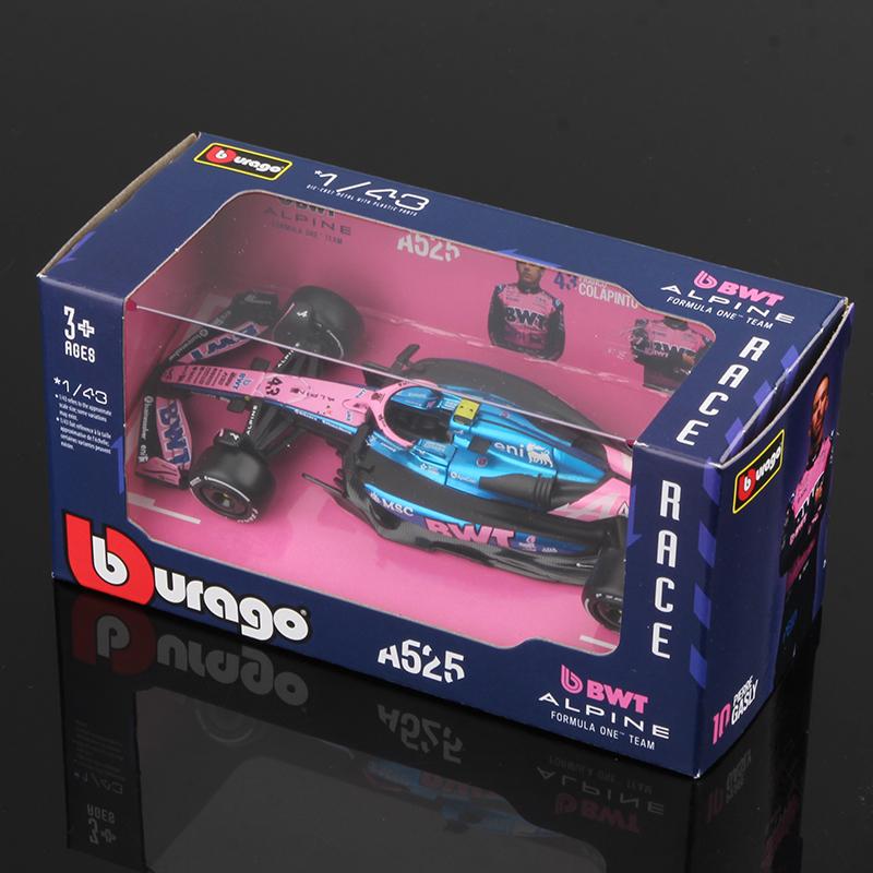 Ббураго 1:43 BWT Alpine 2025 A525 Модель гоночного автомобиля Формулы-1 Статическая симуляция Литая игрушка из сплава 10# Гасли 43# Колапинто
