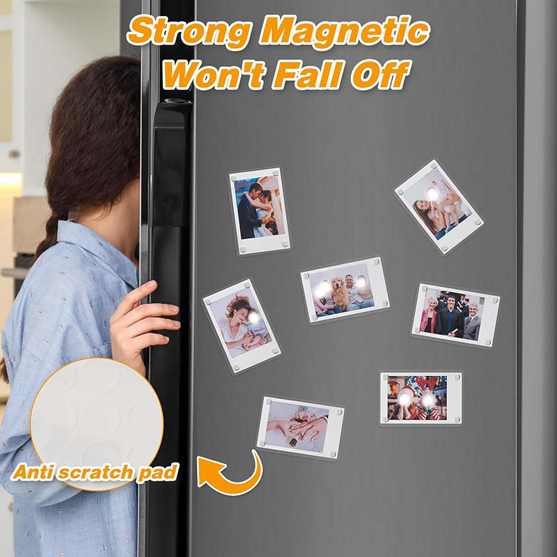 1/6pcs Acrylic Fridge Magnetic Picture Frame Magnetic Transparent Phots for Fridge Locker and Wall Decoration