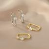 Stainless Steel Square Circle Earrings For Women  Gold Plated Zircon Hoop Earrings Trendy Aesthetic Jewelry Wedding Gift