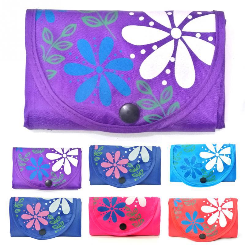 1 шт. Сумка-тоут с застежкой на кнопку, для покупок, продуктовая, многоразовая, складная, из ткани Оксфорд, большой вместимости, с цветочным принтом KTB