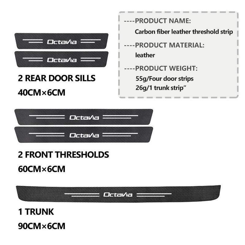 WLNQ1 Car Door Sill Scuff Plate Decor Carbon Fiber Stickers For Skoda Karoq RS Superb Fabia Rapid VRS Octavia 2 3 Kamiq