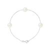 Bracelet - - 3 Freshwater Cultured Pearls 7-8 Mm - 925 Silver - Length 18 Cm