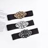 Flower Women Waistband Wide Rhinestone Waist Belt Personality Elastic Cummerbunds  Jacket