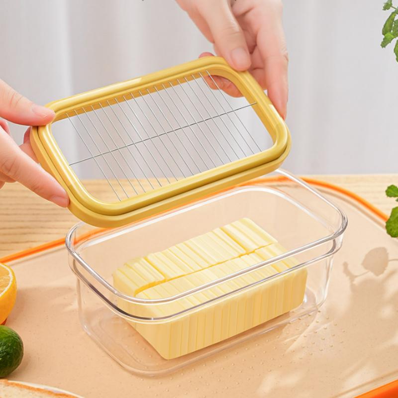 Butter Slicer Cutter Dish Airtight Box Stick Container Airtight Lid Butter Cheese Fresh-Keeping Box Crisper Box for Refrigerator