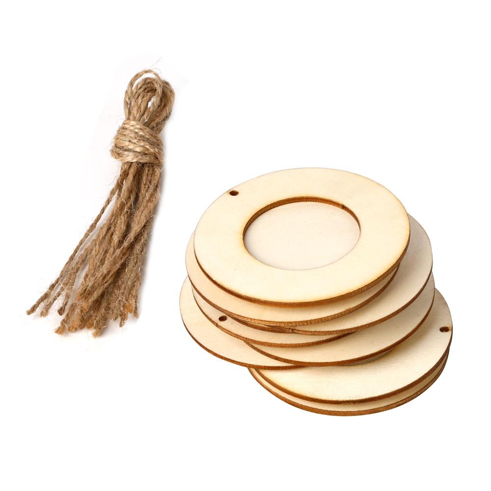 10Pcs Set Wood Mini Photo Frame Hanging Rope DIY Wooden Crafts Picture Holder Christmas Party Decor