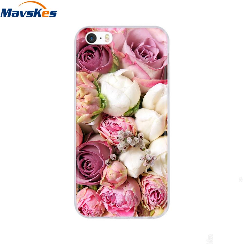 Мягкий чехол из ТПУ для iPhone 4 4s 5 5s SE 6 6s милый мультяшный кот цветок модный силиконовый чехол-бампер для телефона полная защита