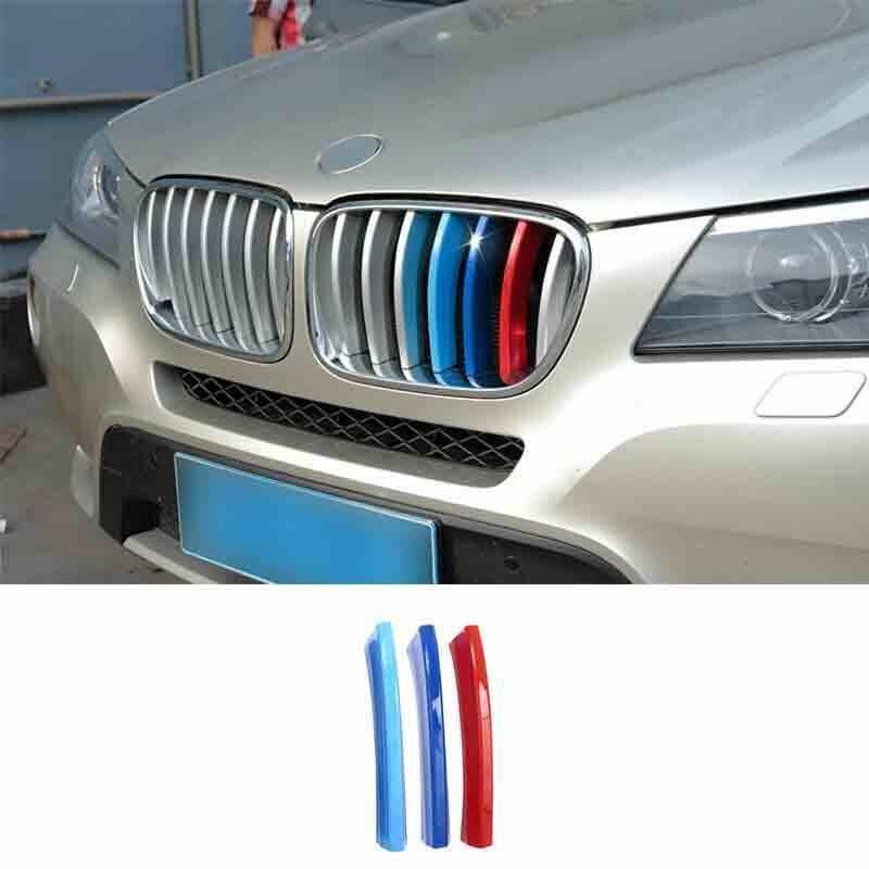 For BMW X3 F25 11-17 3-Color Front Bumper Mesh Grill Grille Strip Trim 3PCS