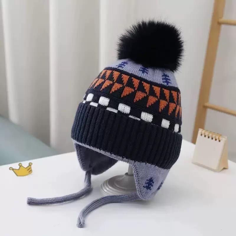 Baby's Cute Warming Beanie Hat Autumn Winter Fashion Fur Ball Ear Protection Knitted Unisex Polyester/Cotton 1-2 Years 6-12